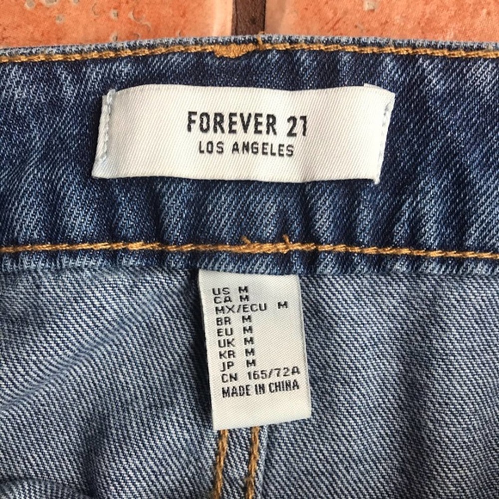Forever 21 Belted Long Button Front Jean Skirt M - Picture 4 of 6